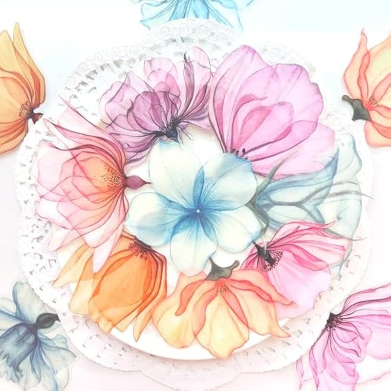 Large Flower Stickers - 30 Pcs Big 4 Clear PET Floral Stickers for Scrapbooking, Journaling, Junk Journal, Scrapbook Supplies - Waterproof Transparent for Crafts, Wall Decor, Window Decals - Image 2